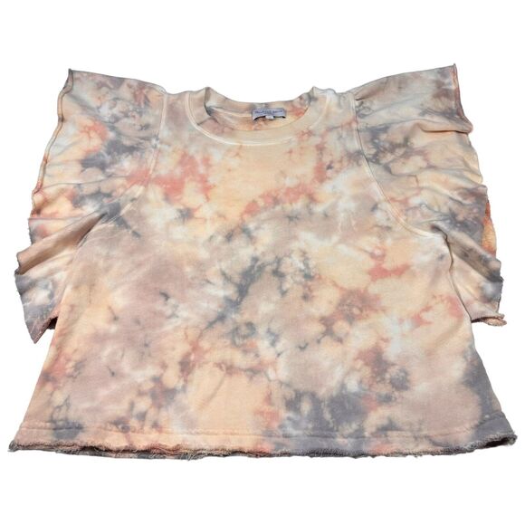 MICHAEL STARS Ariana Flutter Top Pullover Sweatshirt Peach Tie Dye Size small - Picture 2 of 9